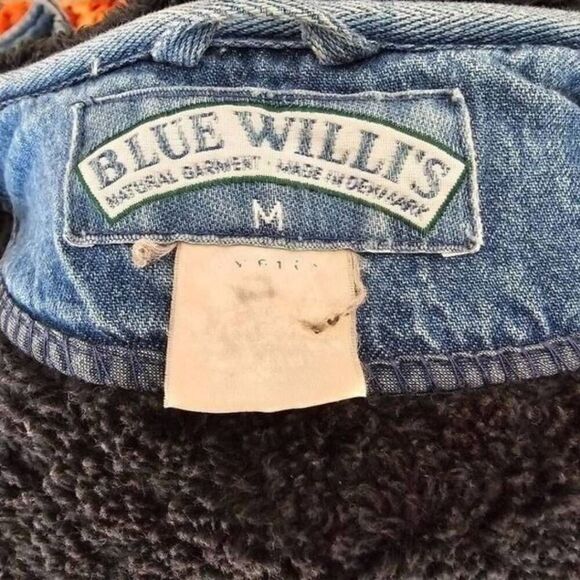 Blue Willi’s Vintage Quilted Denim Snap Button Jacket Medium Denmark Made - Picture 7 of 7